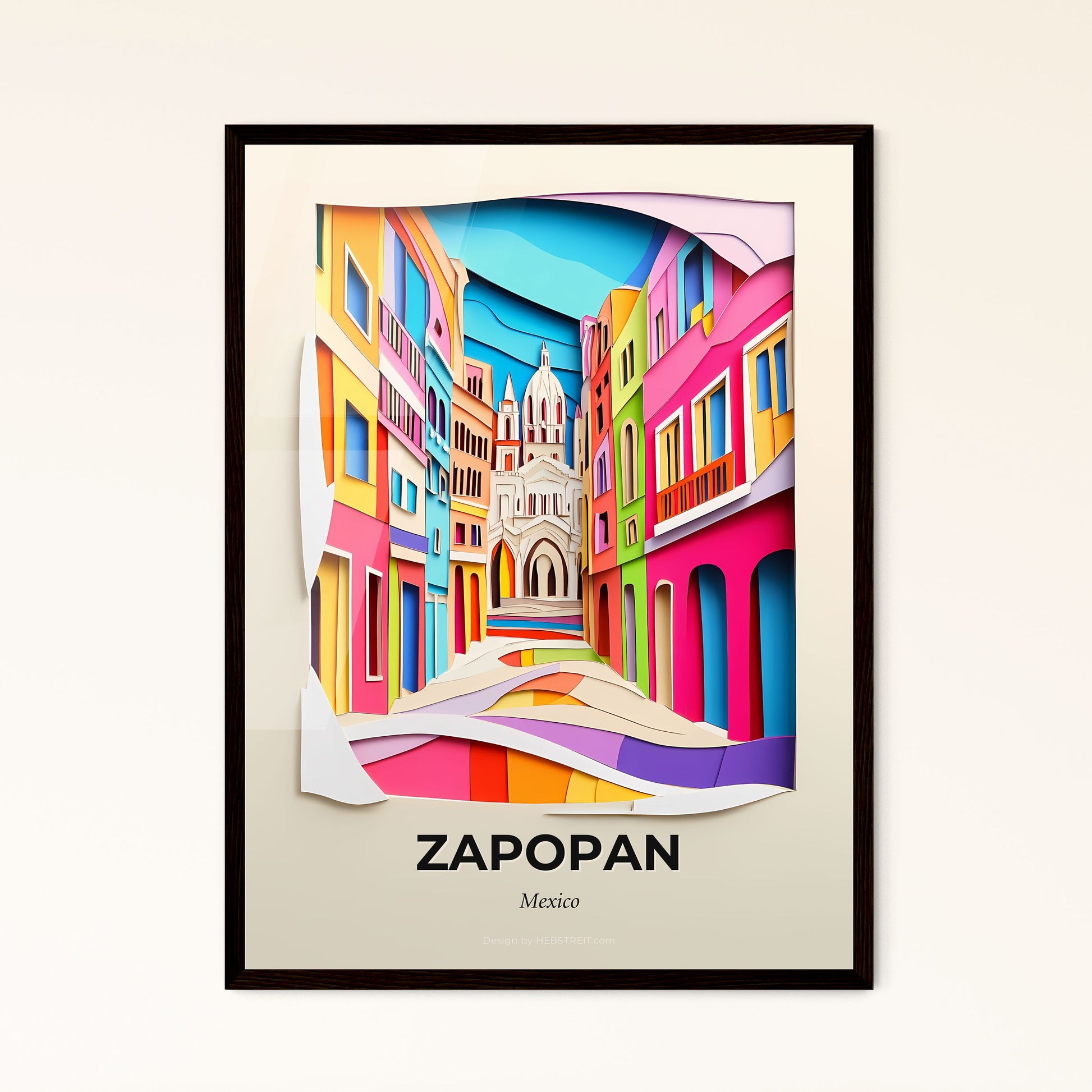 Vivid Zapopan, Mexico - a paper cut of a city with a church