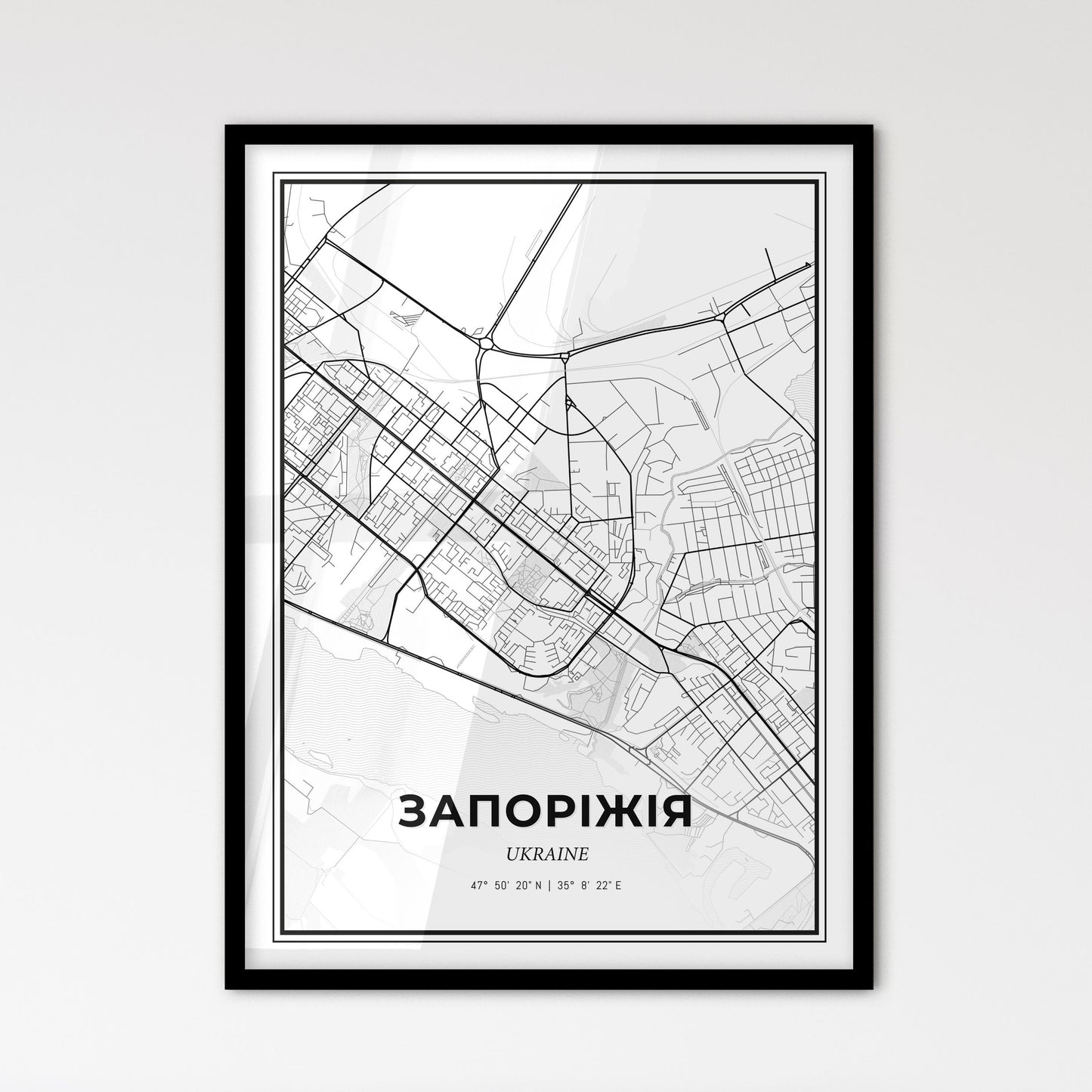 Zaporizhia Ukraine - Scandinavian Style City Map for Modern Home Decor