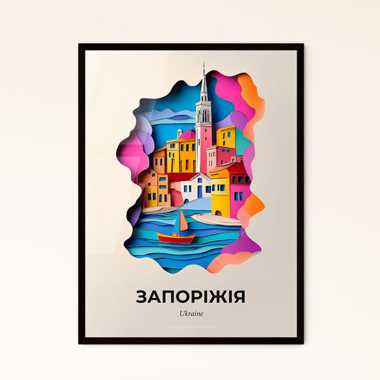 Vivid Zaporizhia, Ukraine - a paper cut of a boat in the water