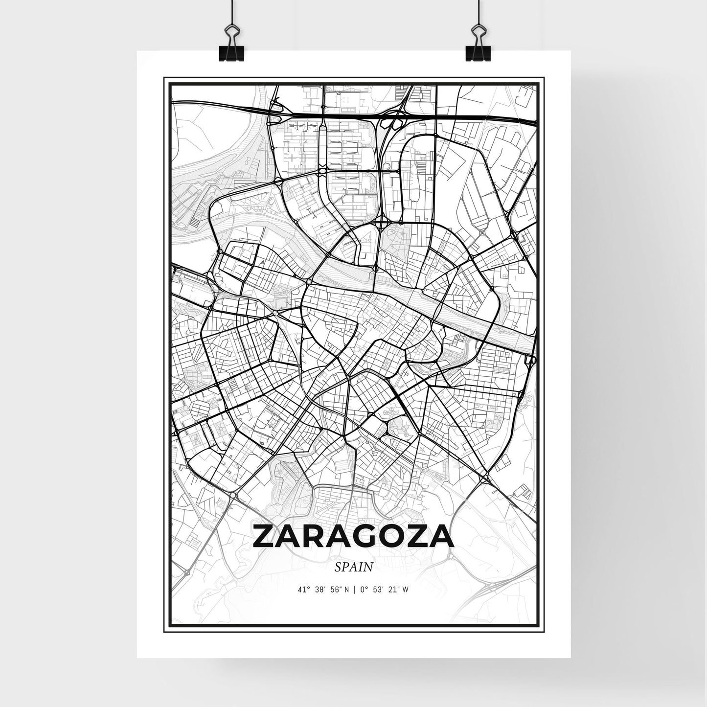 Zaragoza Spain - Premium City Map Poster