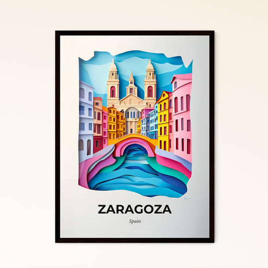 Vivid Zaragoza, Spain - a painting of a bridge over a river