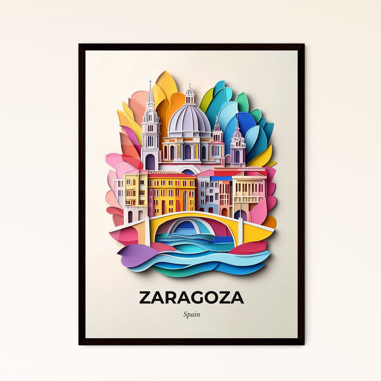 Vivid Zaragoza, Spain - a paper cut of a city with a bridge