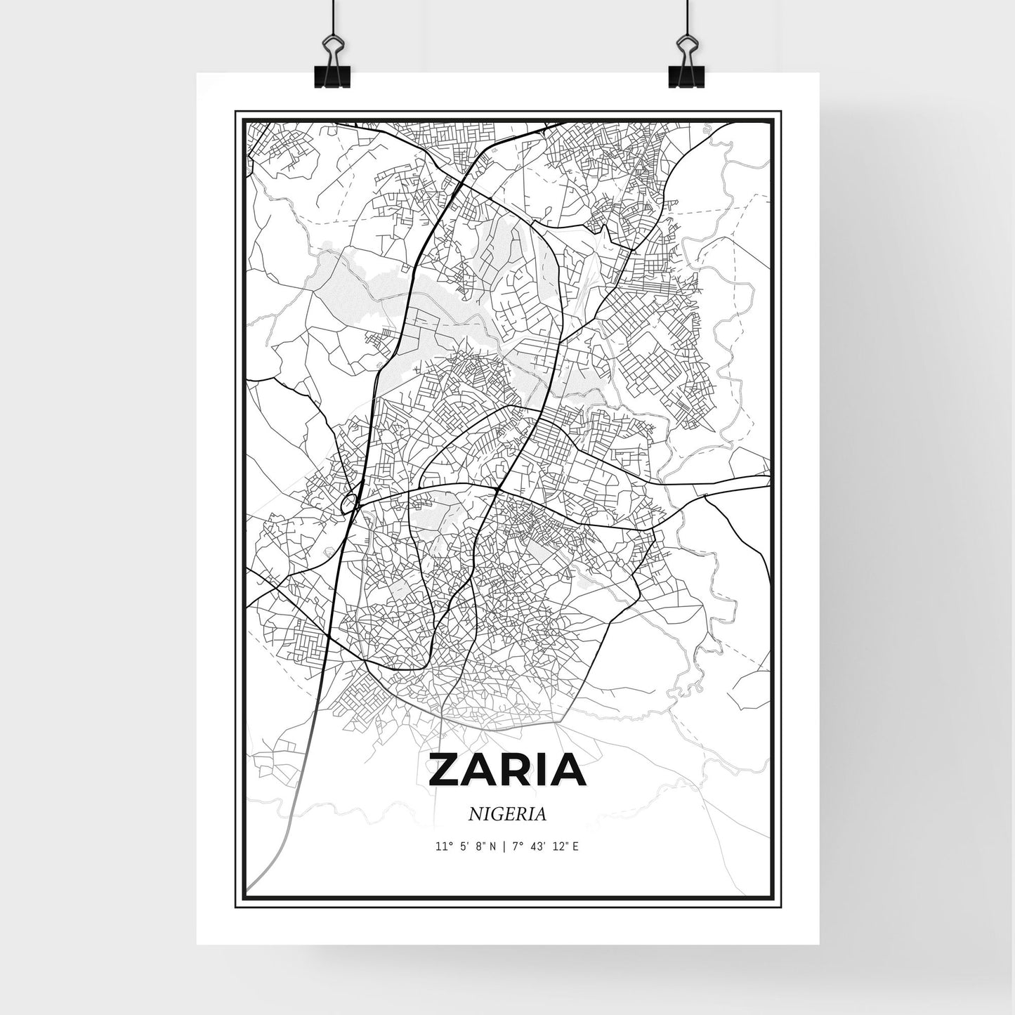 Zaria Nigeria - Premium City Map Poster