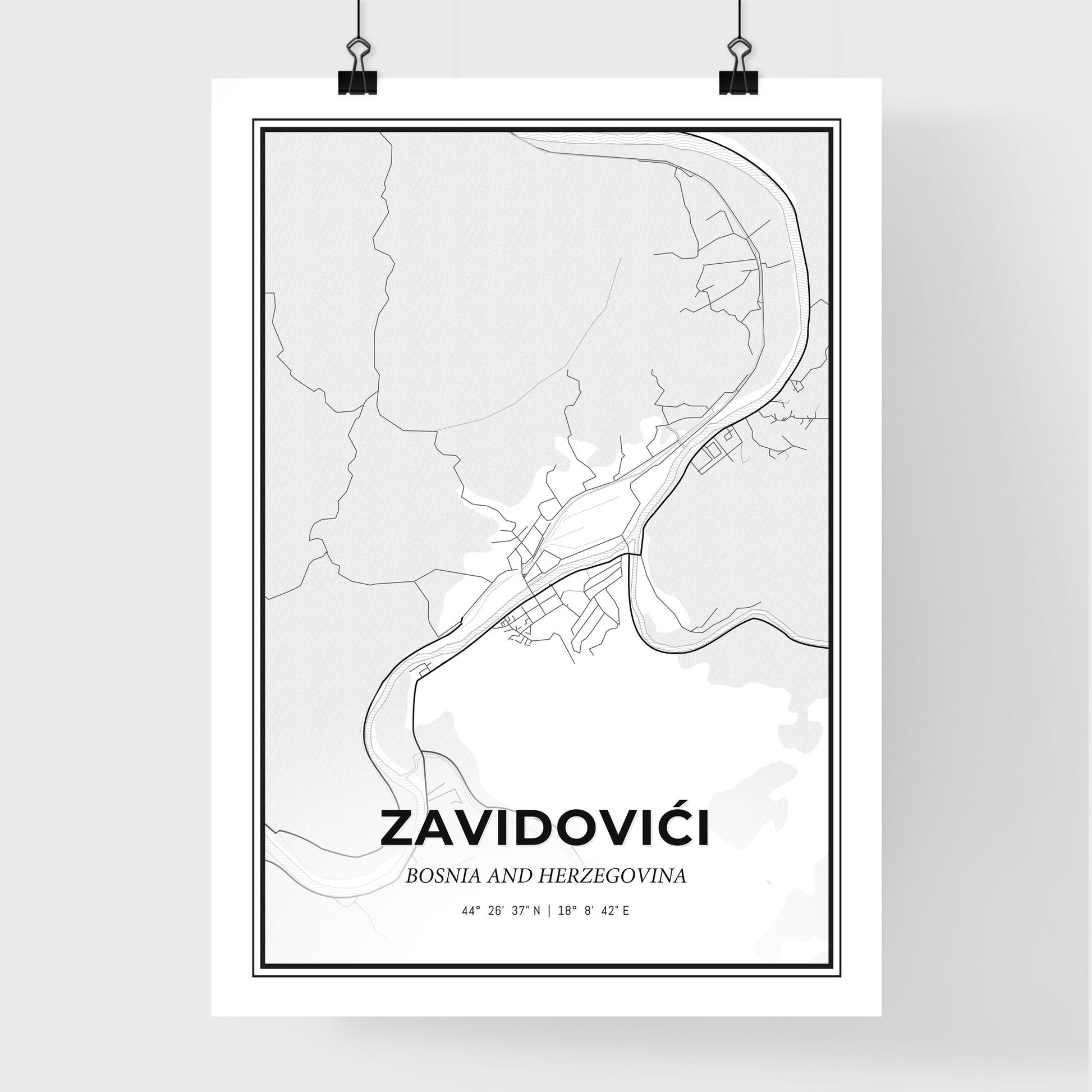 Zavidovići Bosnia and Herzegovina - Premium City Map Poster