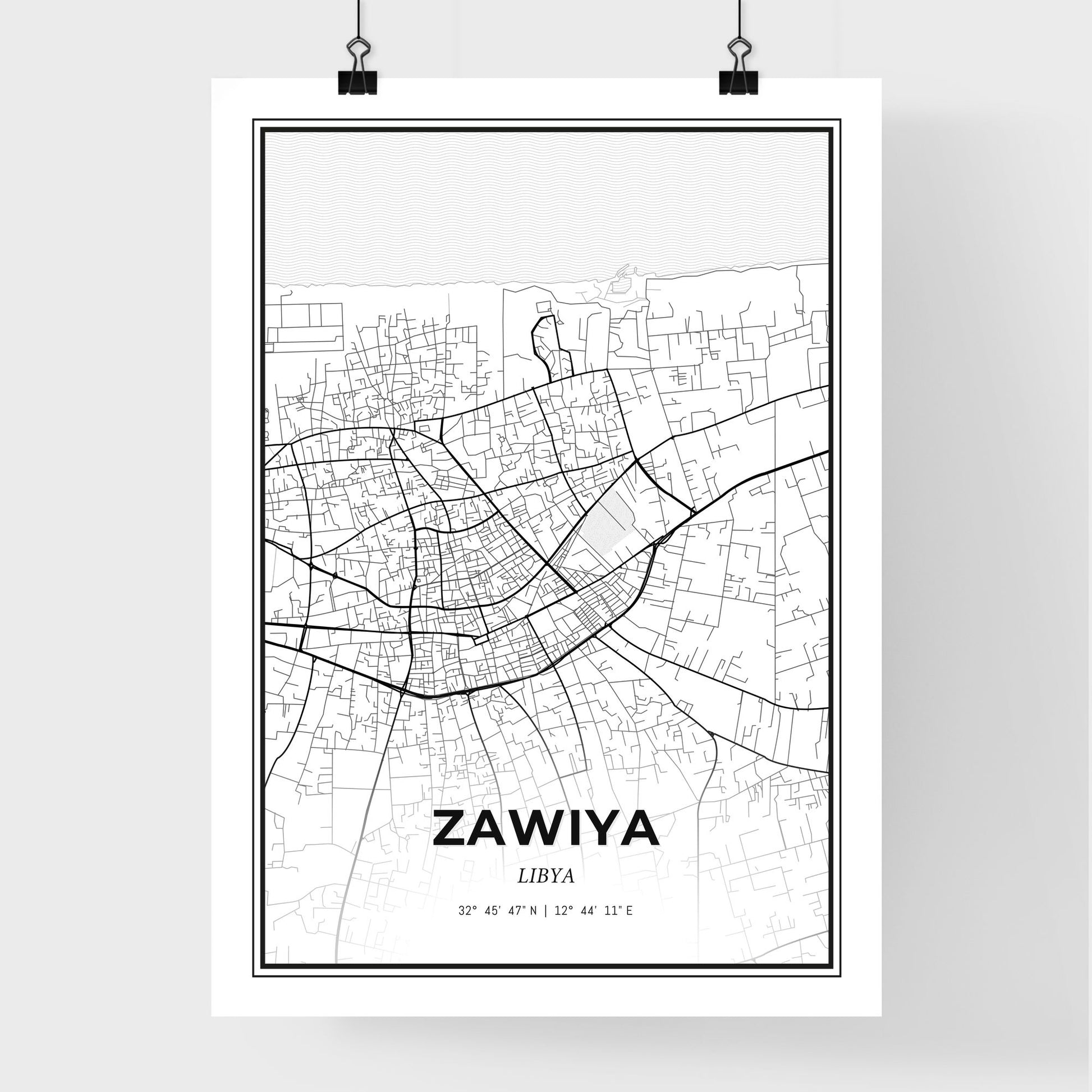 Zawiya Libya - Premium City Map Poster