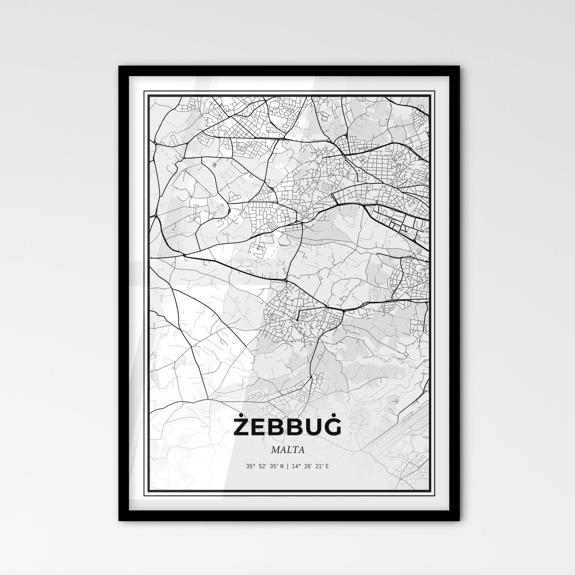  Żebbuġ Malta - Scandinavian Style City Map for Modern Home Decor