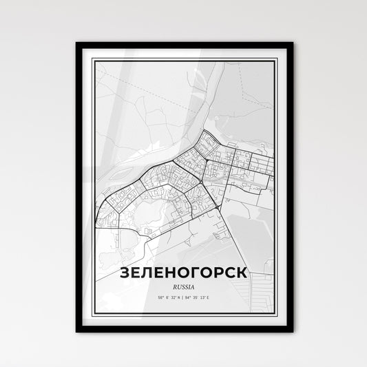 Zelenogorsk Russia - Scandinavian Style City Map for Modern Home Decor