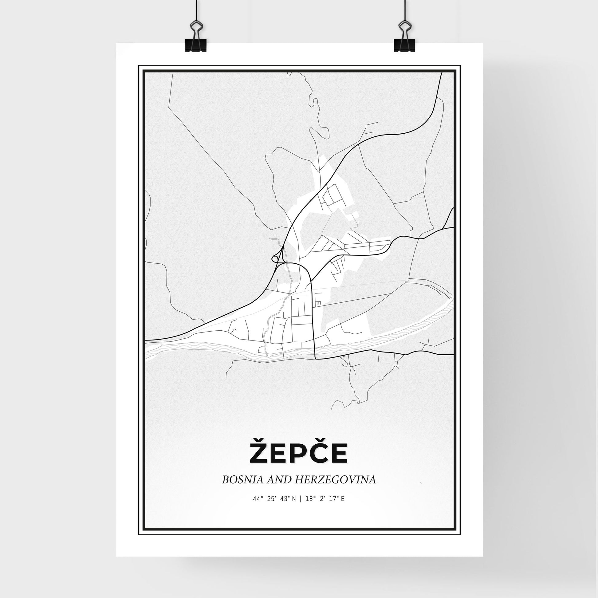 Žepče Bosnia and Herzegovina - Premium City Map Poster