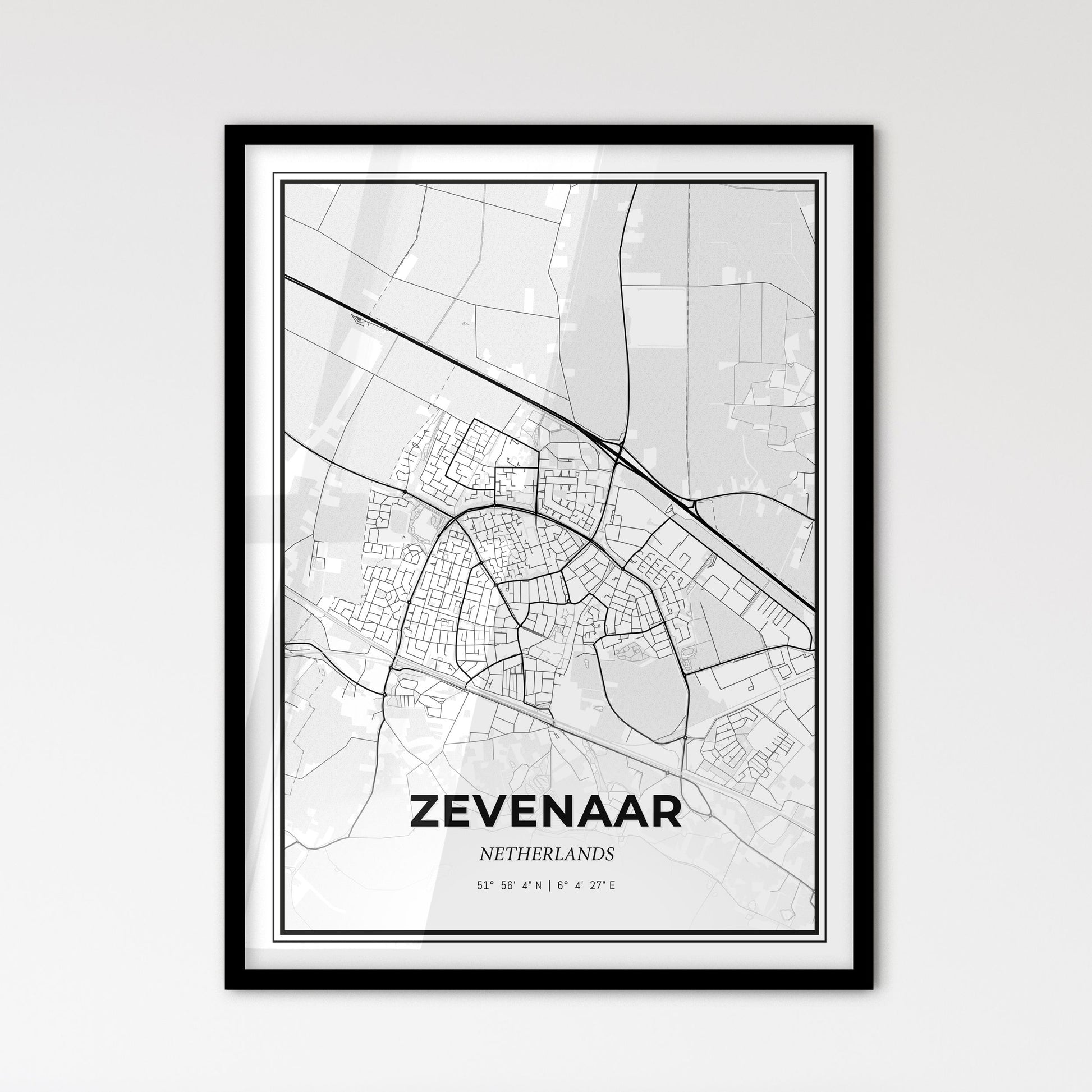  Zevenaar Netherlands - Scandinavian Style City Map for Modern Home Decor