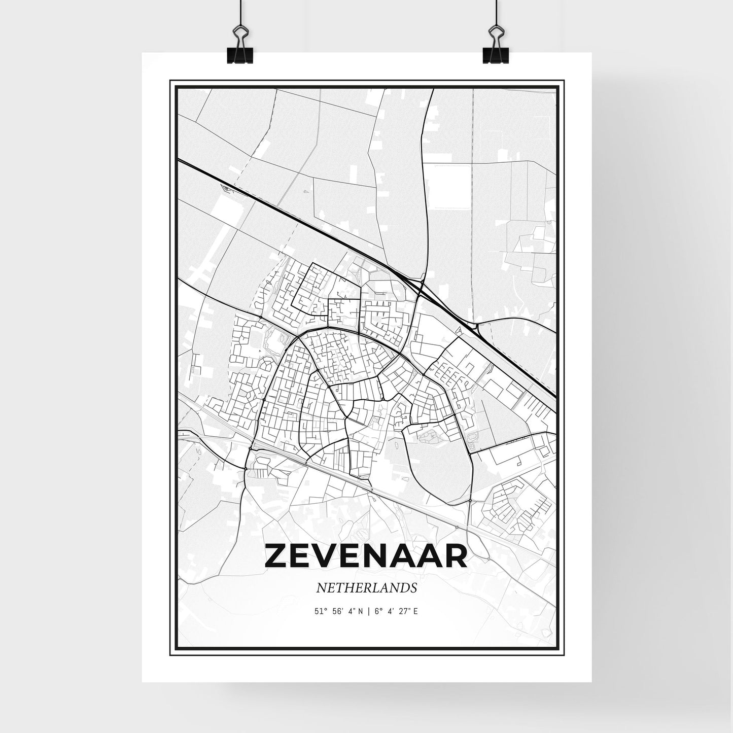  Zevenaar Netherlands - Premium City Map Poster