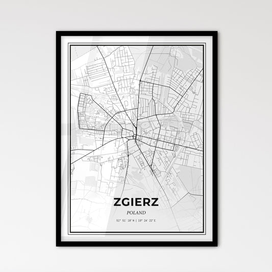 Zgierz Poland - Scandinavian Style City Map for Modern Home Decor