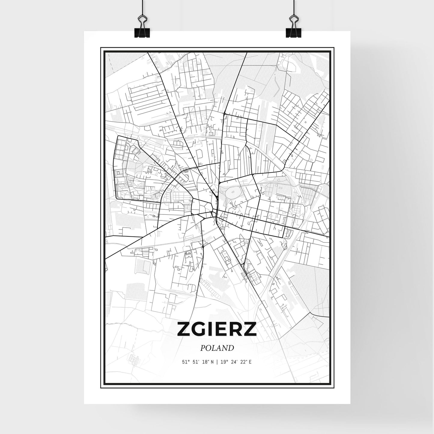 Zgierz Poland - Premium City Map Poster