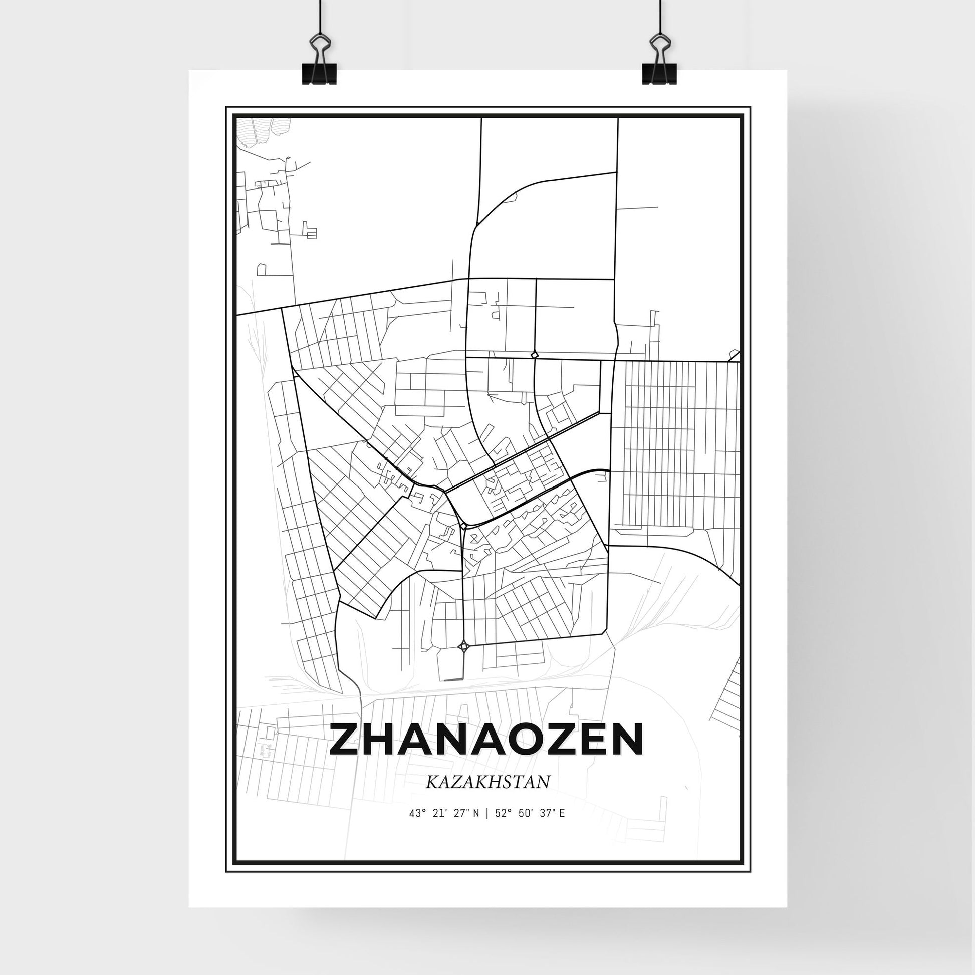 Zhanaozen Kazakhstan - Premium City Map Poster