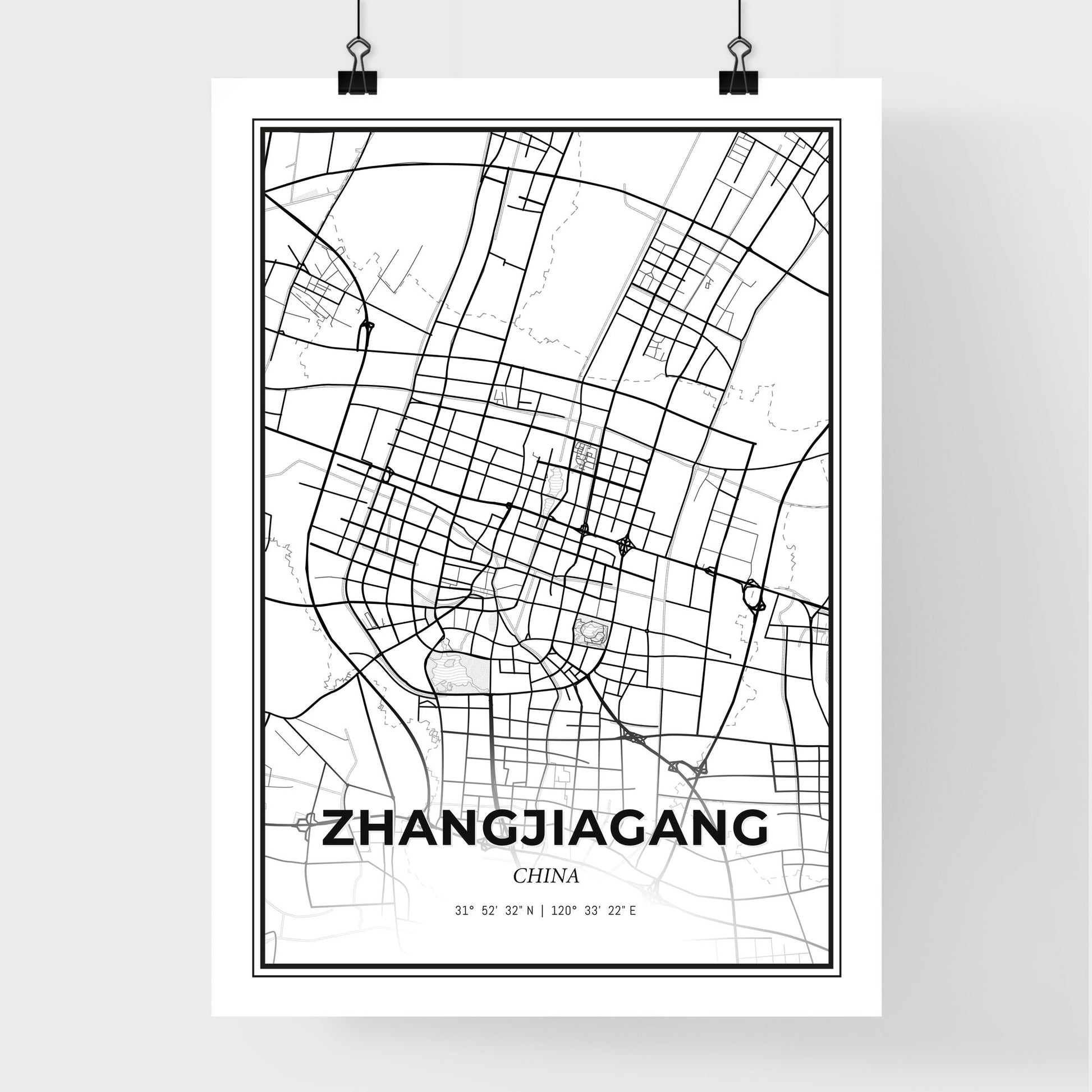 Zhangjiagang China - Premium City Map Poster