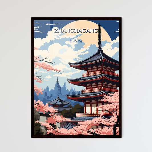 Vibrant Chinese Pagoda Skyline with Cherry Blossoms - Art Painting Default Title