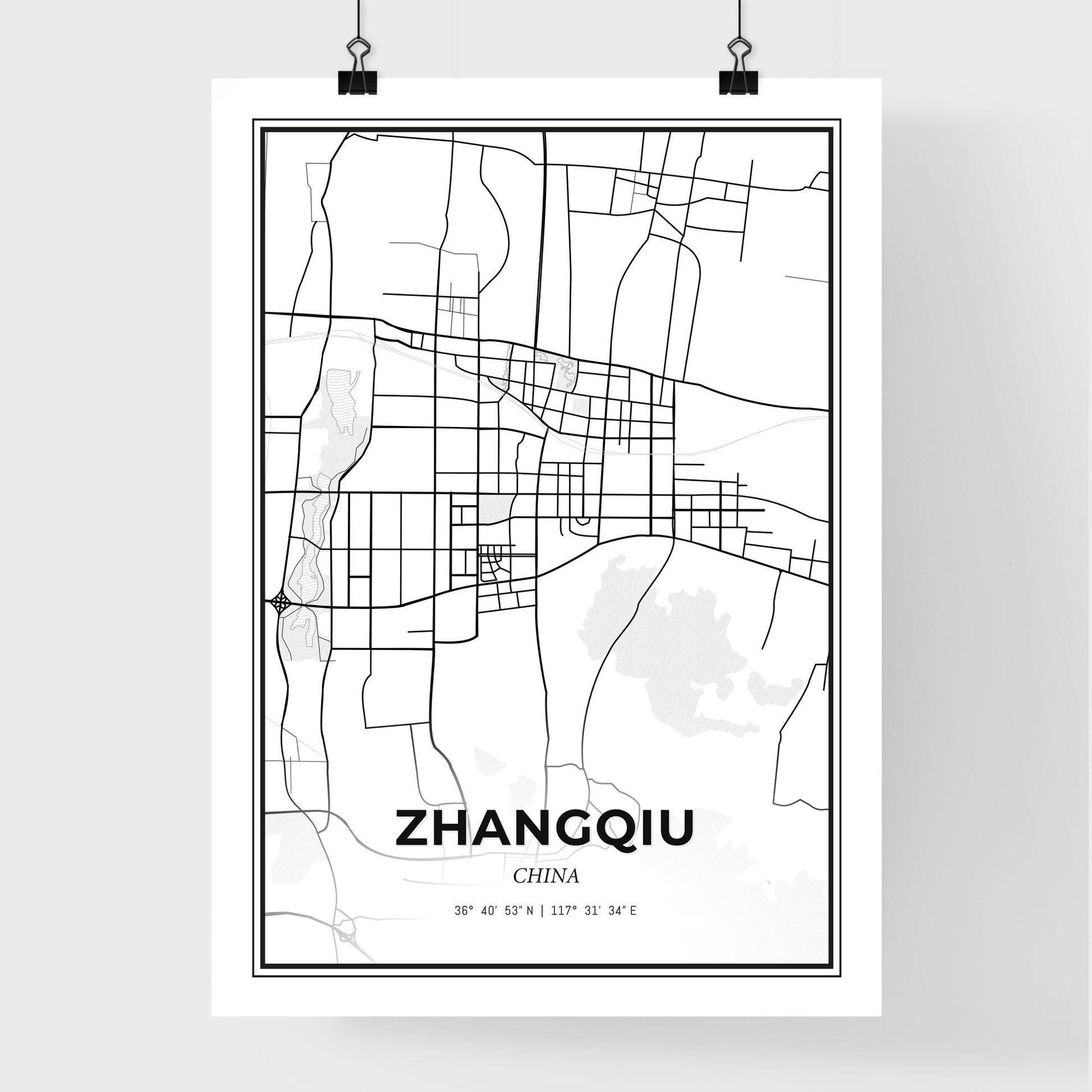 Zhangqiu China - Premium City Map Poster