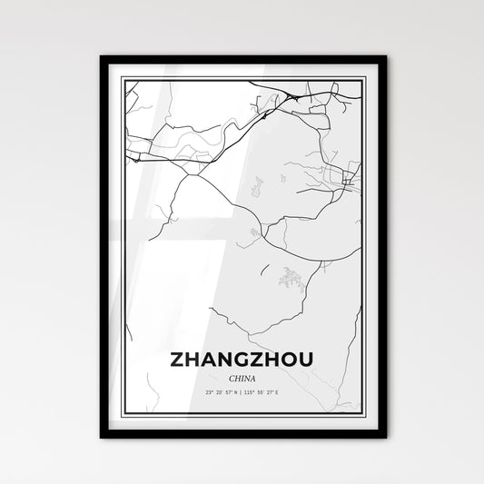 Zhangzhou China - Scandinavian Style City Map for Modern Home Decor