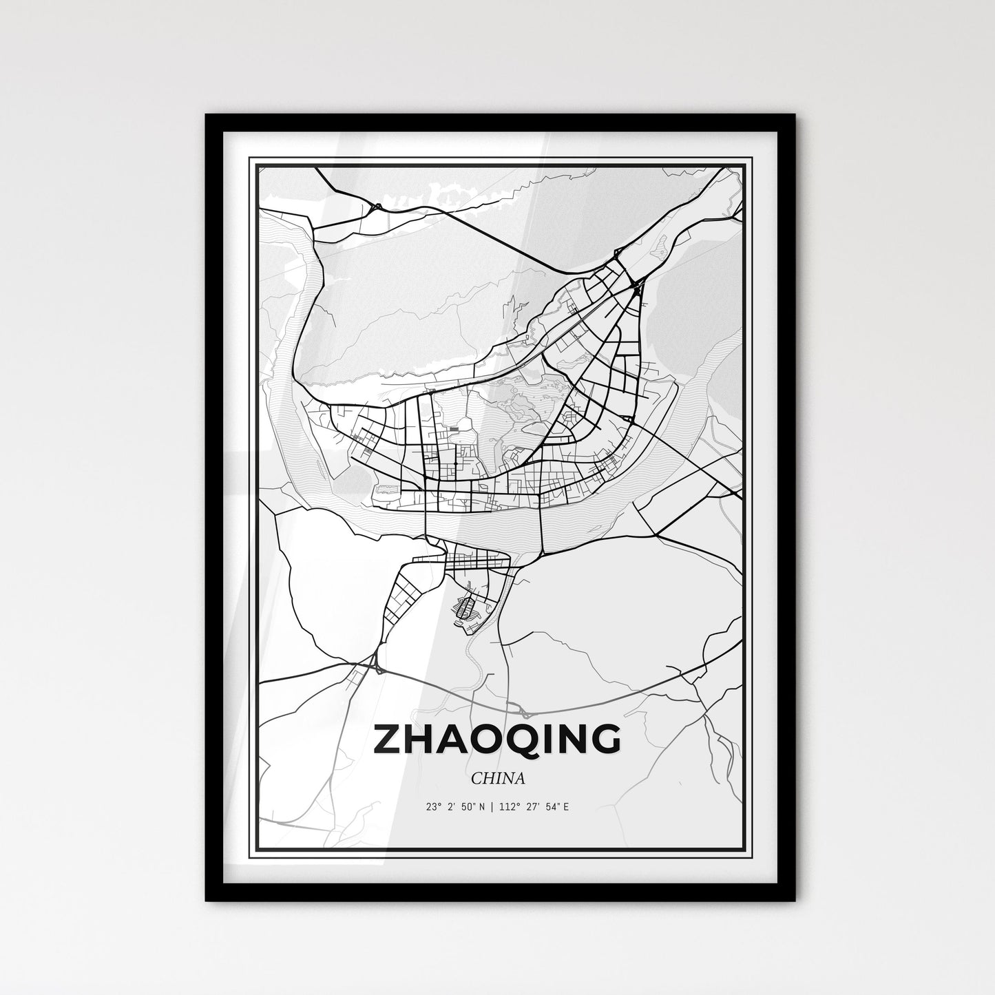 Zhaoqing China - Scandinavian Style City Map for Modern Home Decor