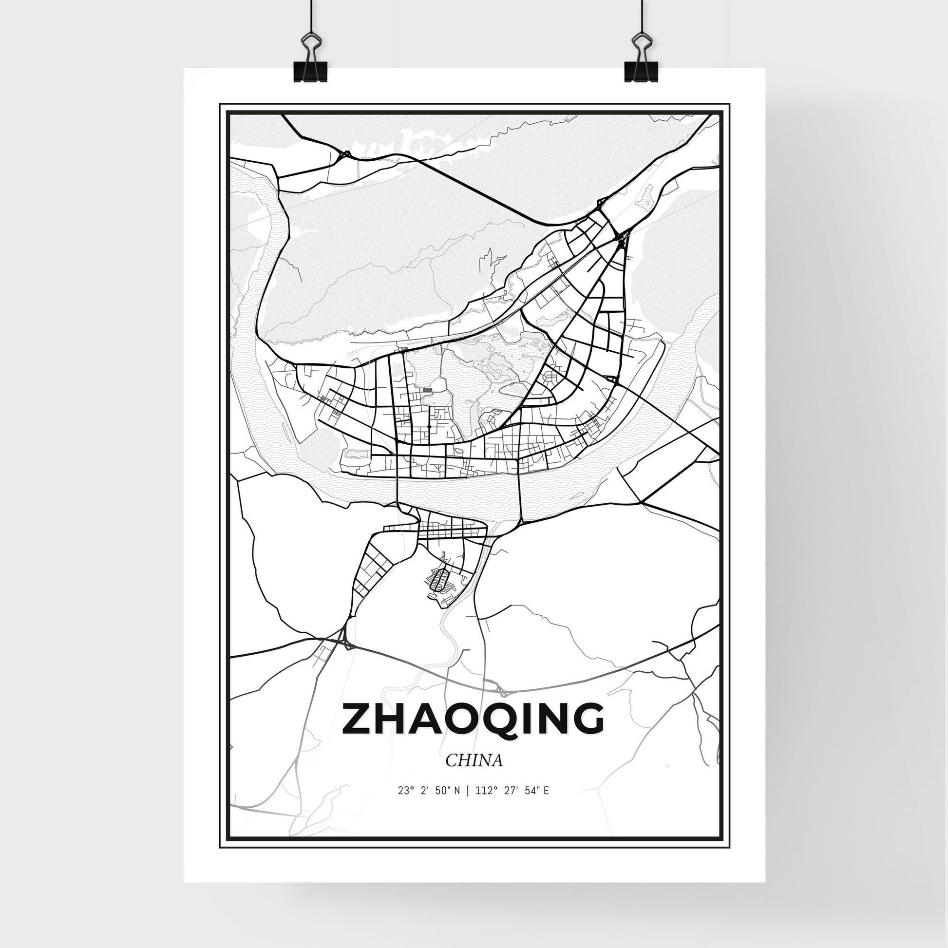 Zhaoqing China - Premium City Map Poster