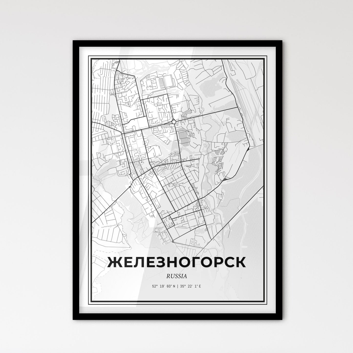 Zheleznogorsk Russia - Scandinavian Style City Map for Modern Home Decor