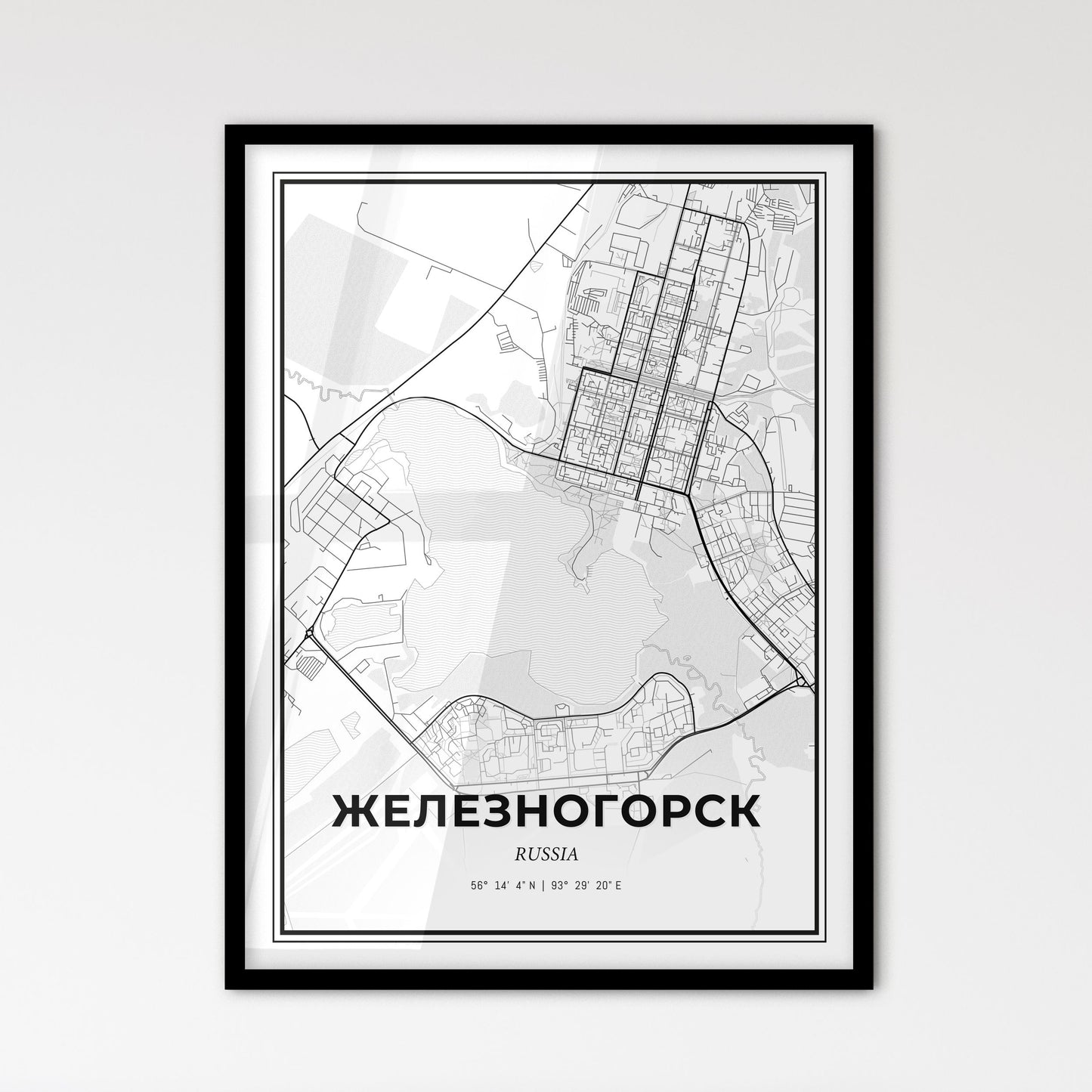 Zheleznogorsk Russia - Scandinavian Style City Map for Modern Home Decor