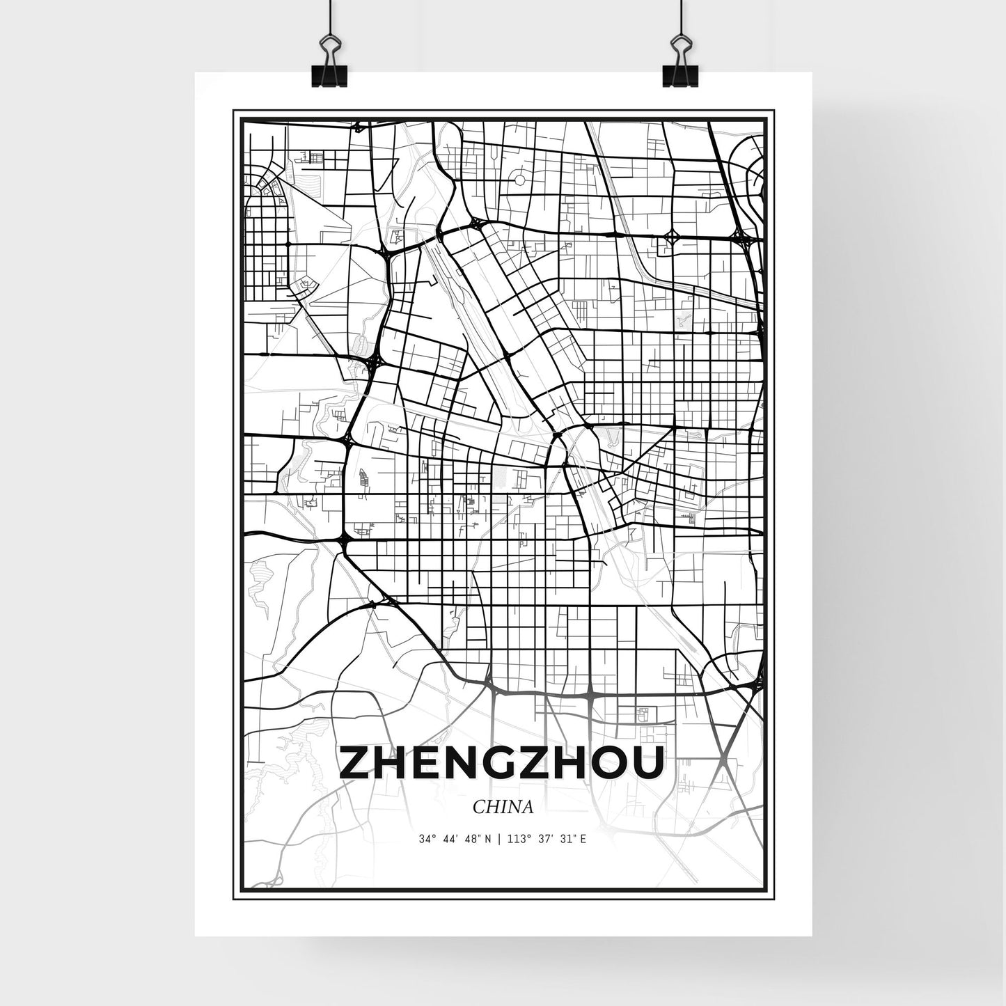 Zhengzhou China - Premium City Map Poster