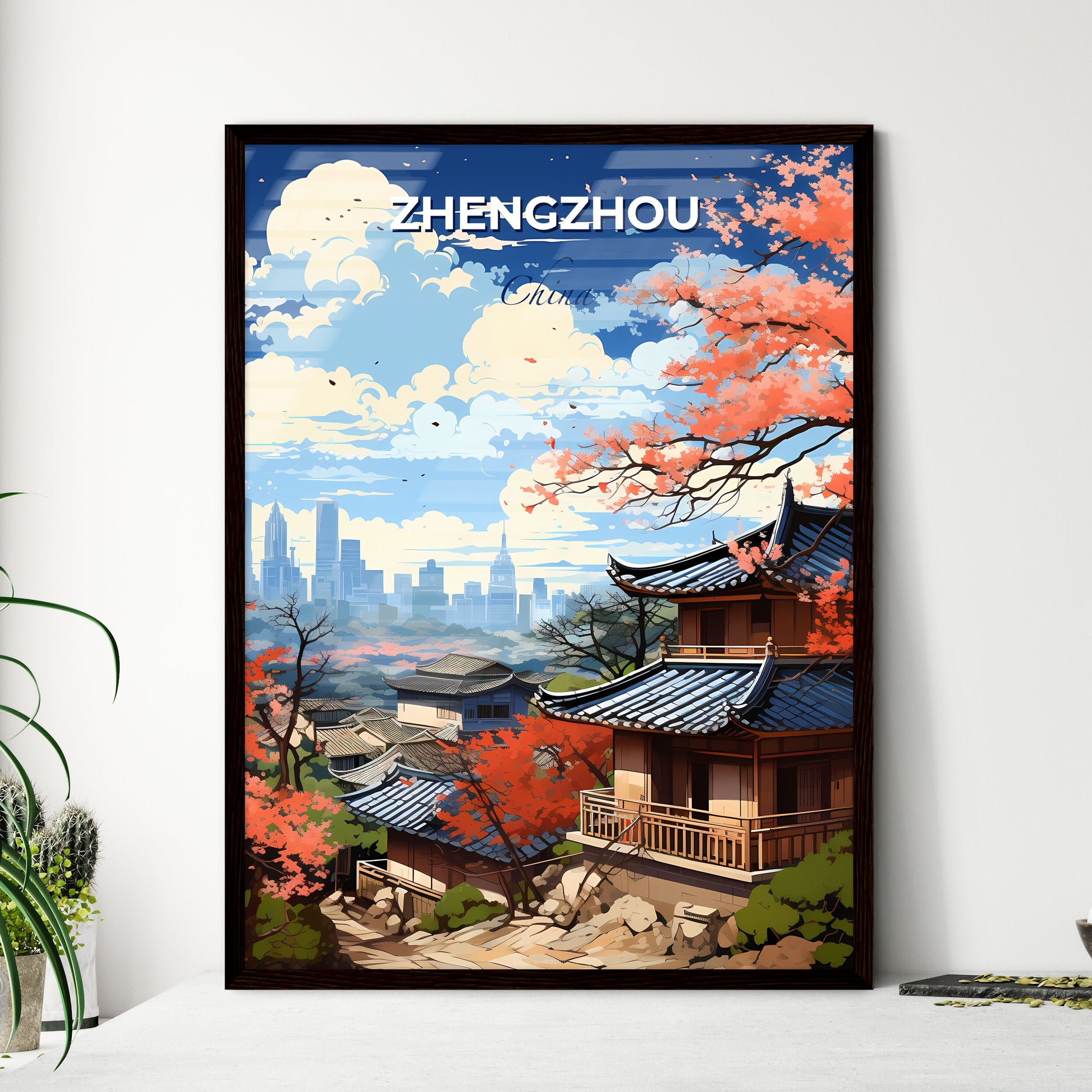 Zhengzhou Skyline Panorama Artistic Cityscape Painting Building Modern Urban City Default Title