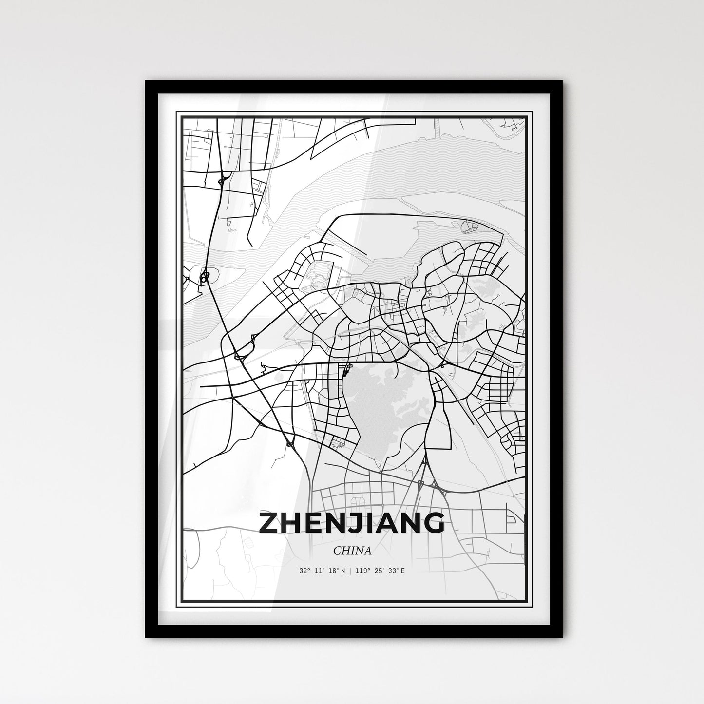 Zhenjiang China - Scandinavian Style City Map for Modern Home Decor