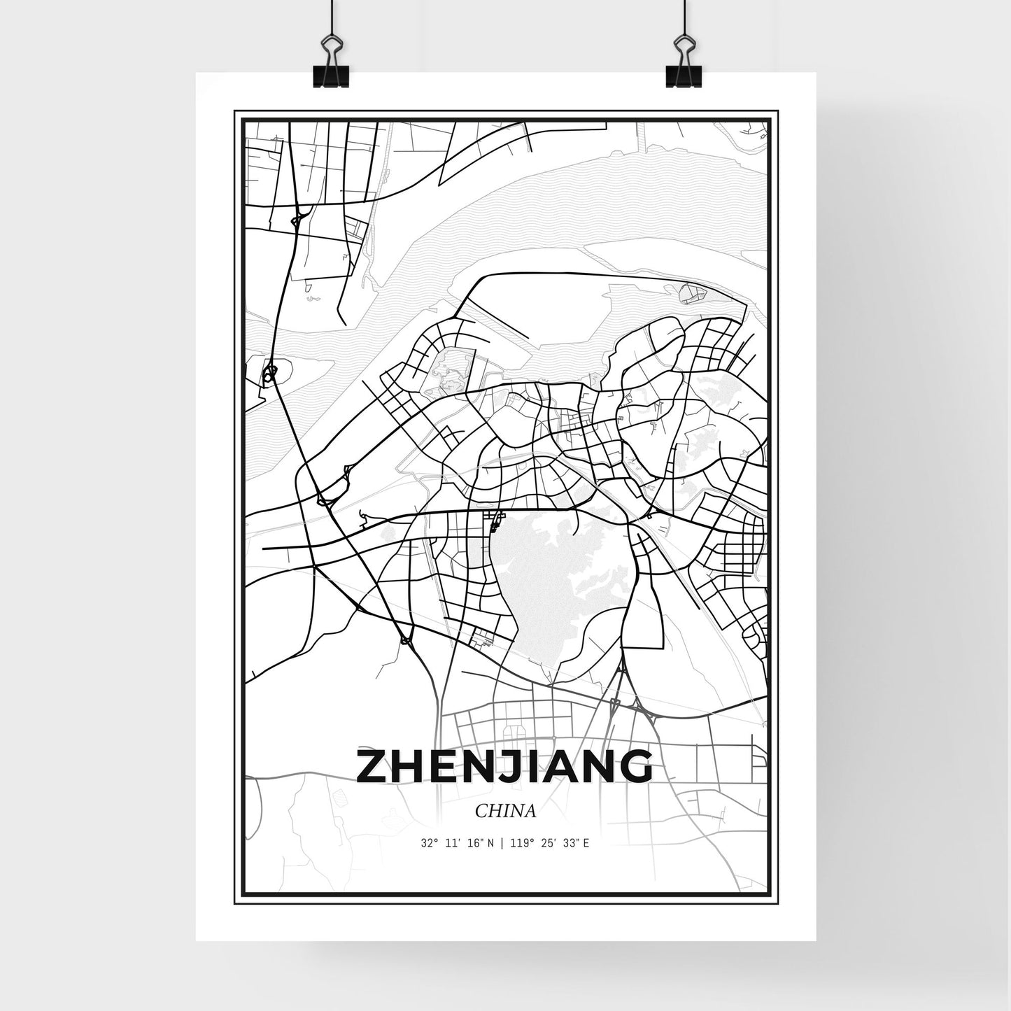 Zhenjiang China - Premium City Map Poster