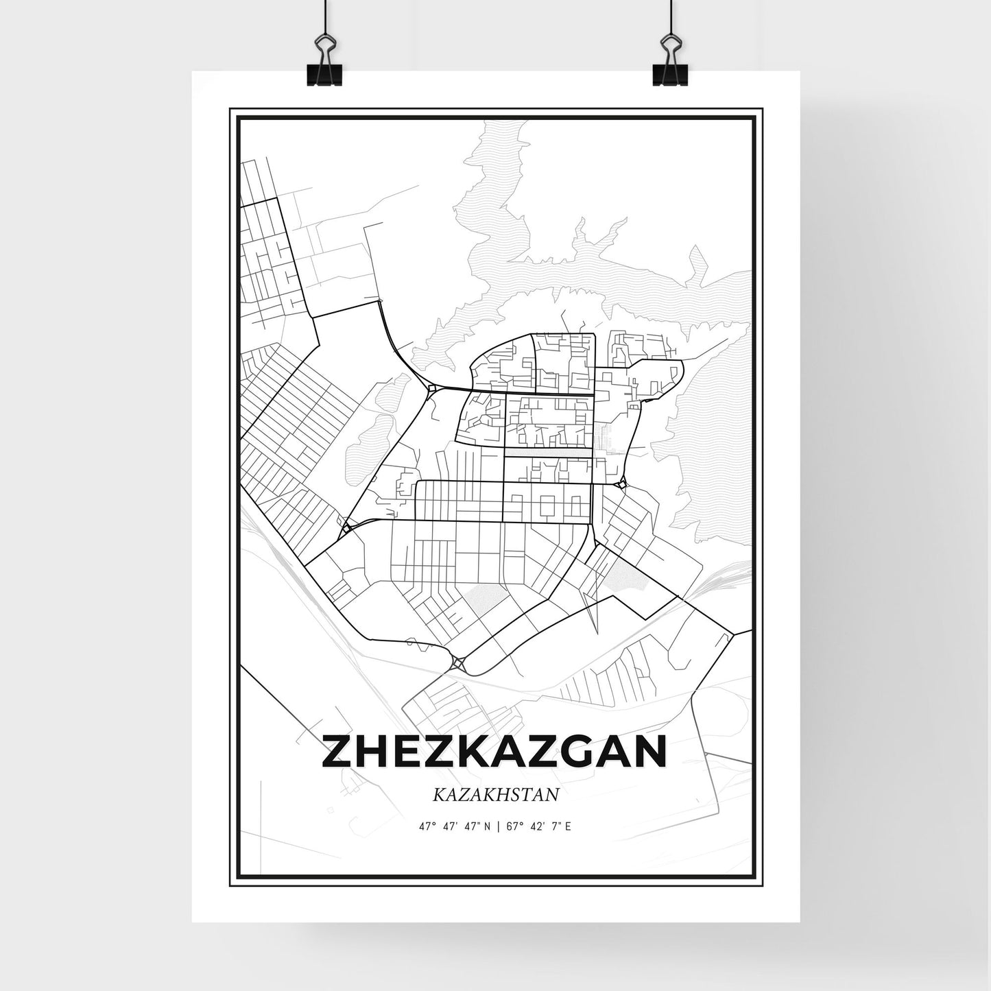 Zhezkazgan Kazakhstan - Premium City Map Poster