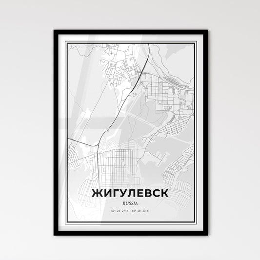 Zhigulyovsk Russia - Scandinavian Style City Map for Modern Home Decor