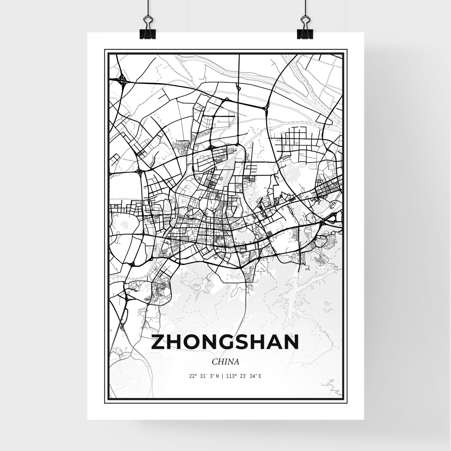 Zhongshan China - Premium City Map Poster