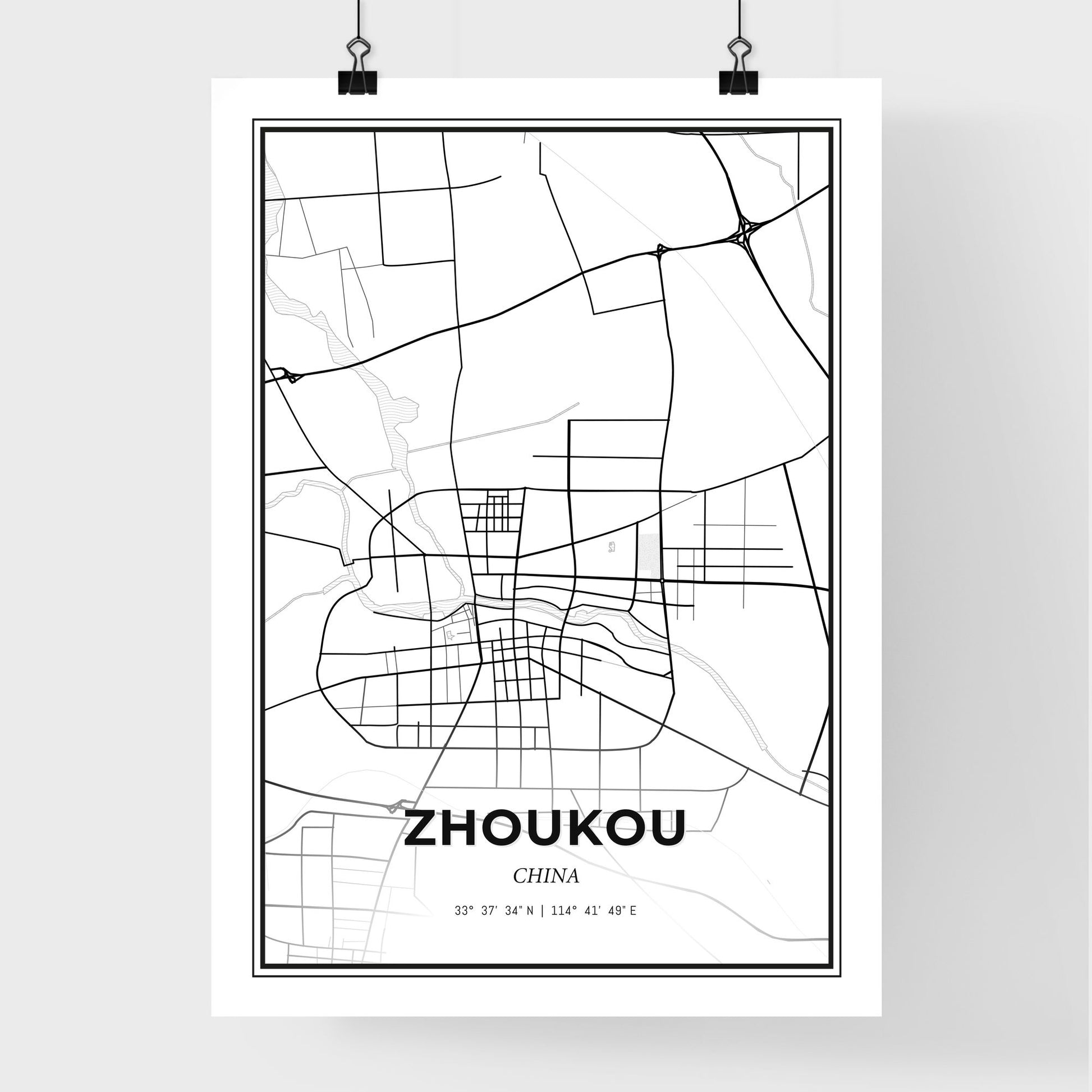 Zhoukou China - Premium City Map Poster