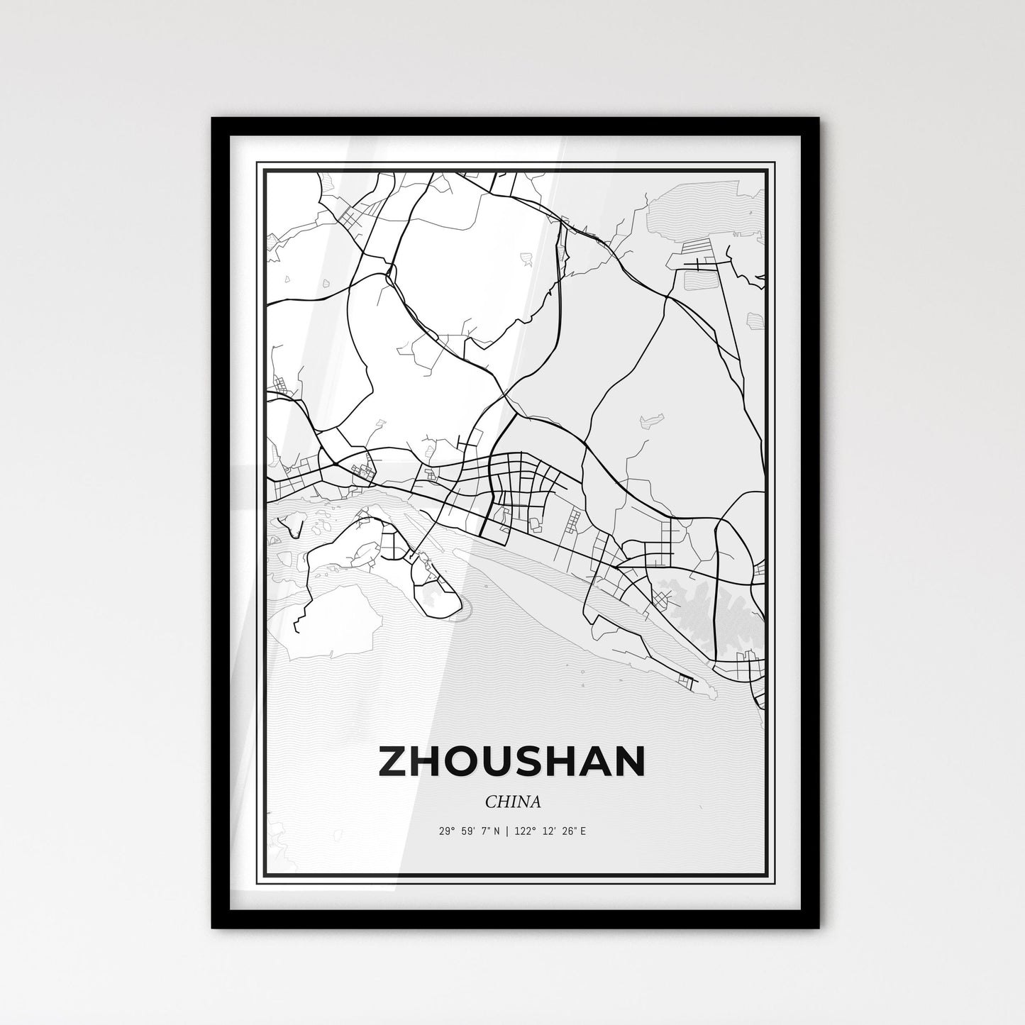 Zhoushan China - Scandinavian Style City Map for Modern Home Decor