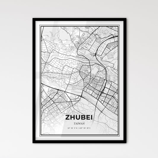 Zhubei Taiwan - Scandinavian Style City Map for Modern Home Decor