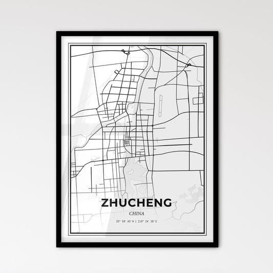 Zhucheng China - Scandinavian Style City Map for Modern Home Decor