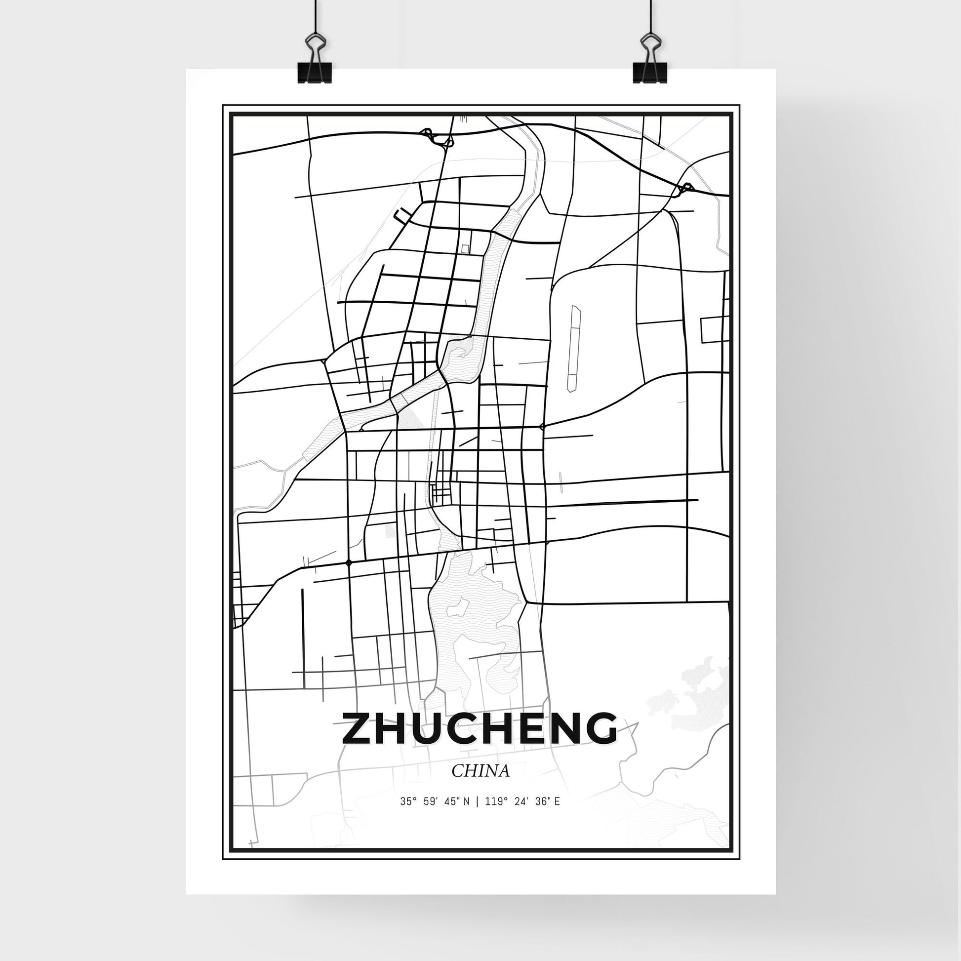 Zhucheng China - Premium City Map Poster