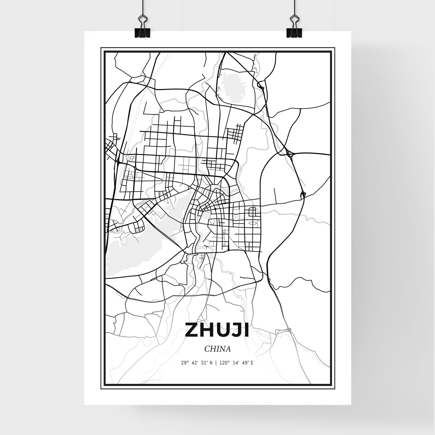 Zhuji China - Premium City Map Poster