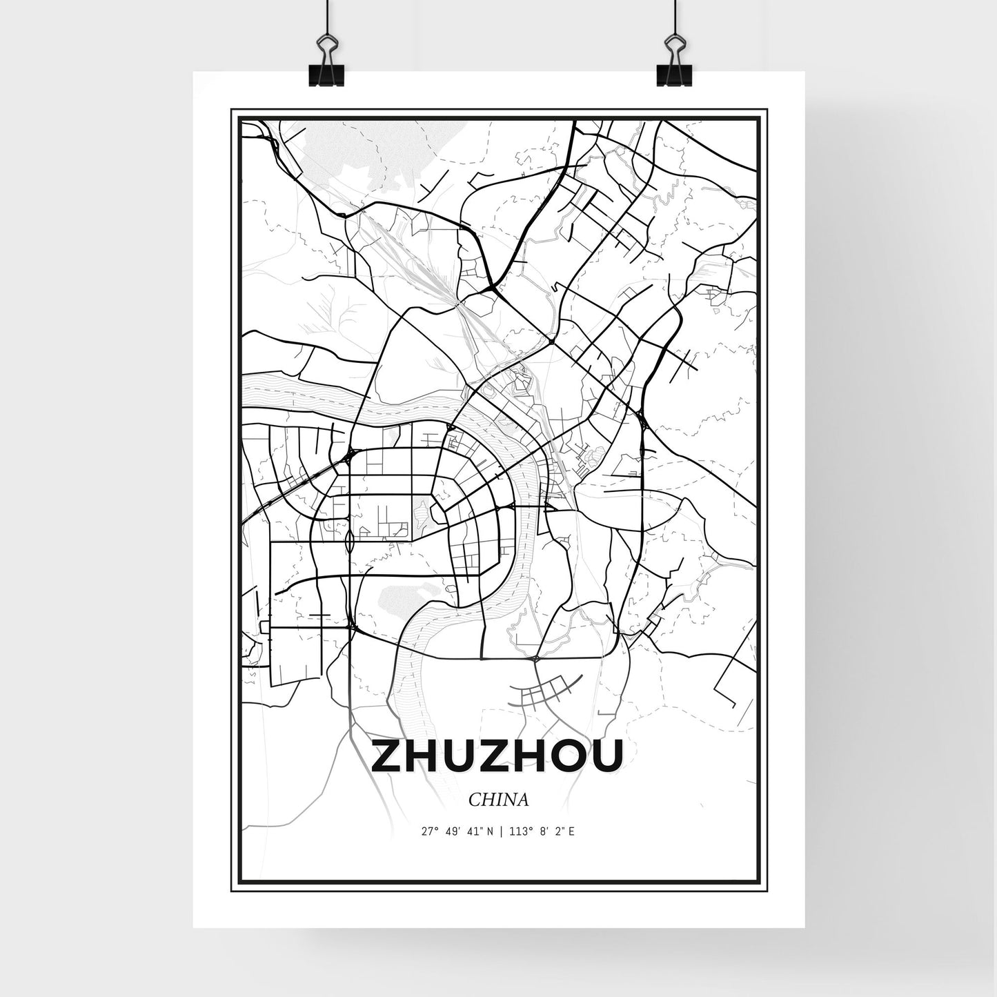 Zhuzhou China - Premium City Map Poster