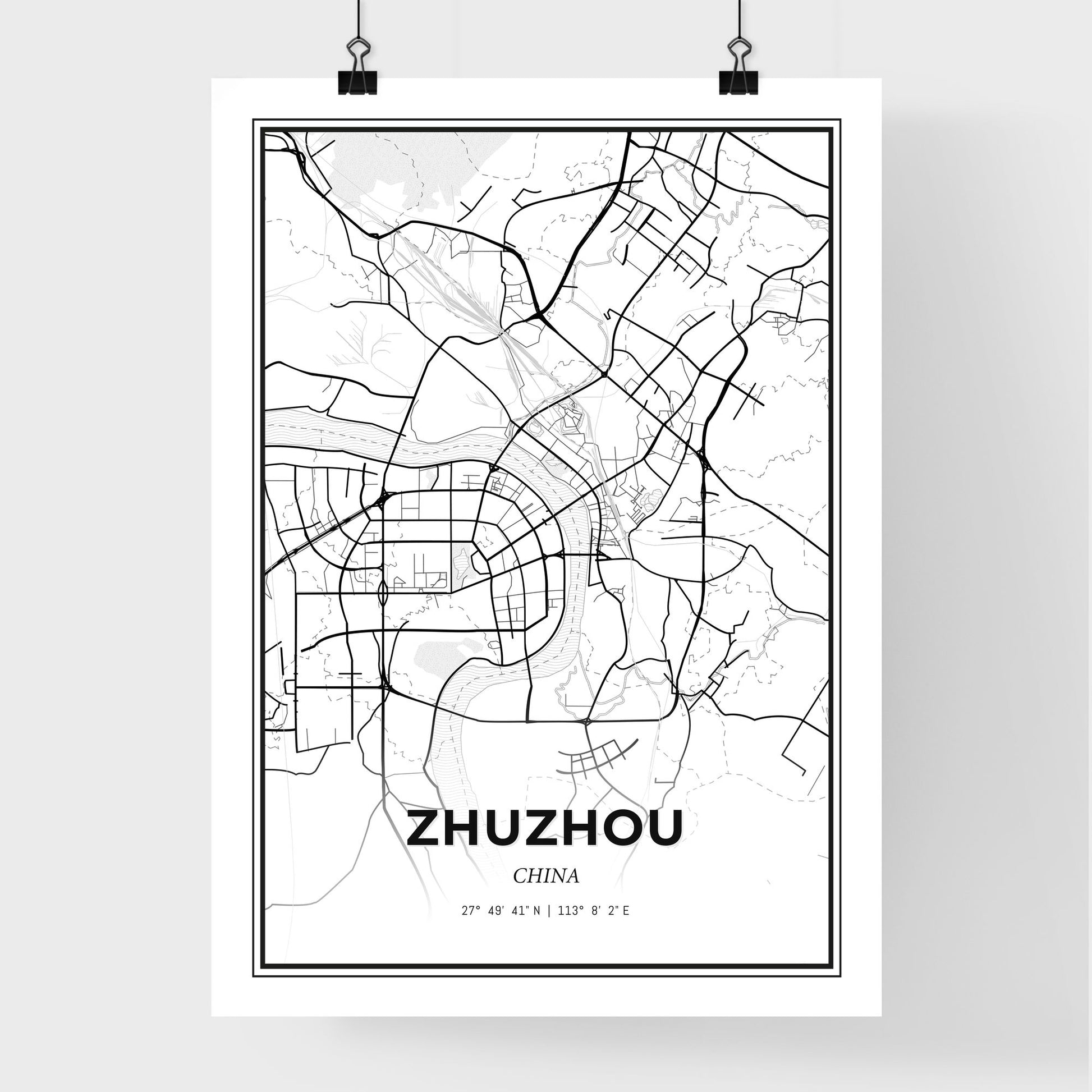 Zhuzhou China - Premium City Map Poster