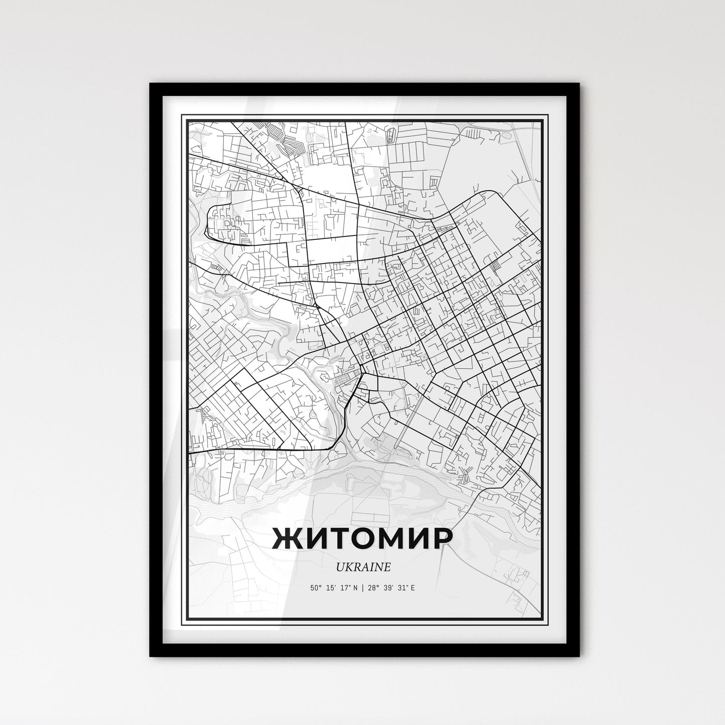 Zhytomyr Ukraine - Scandinavian Style City Map for Modern Home Decor