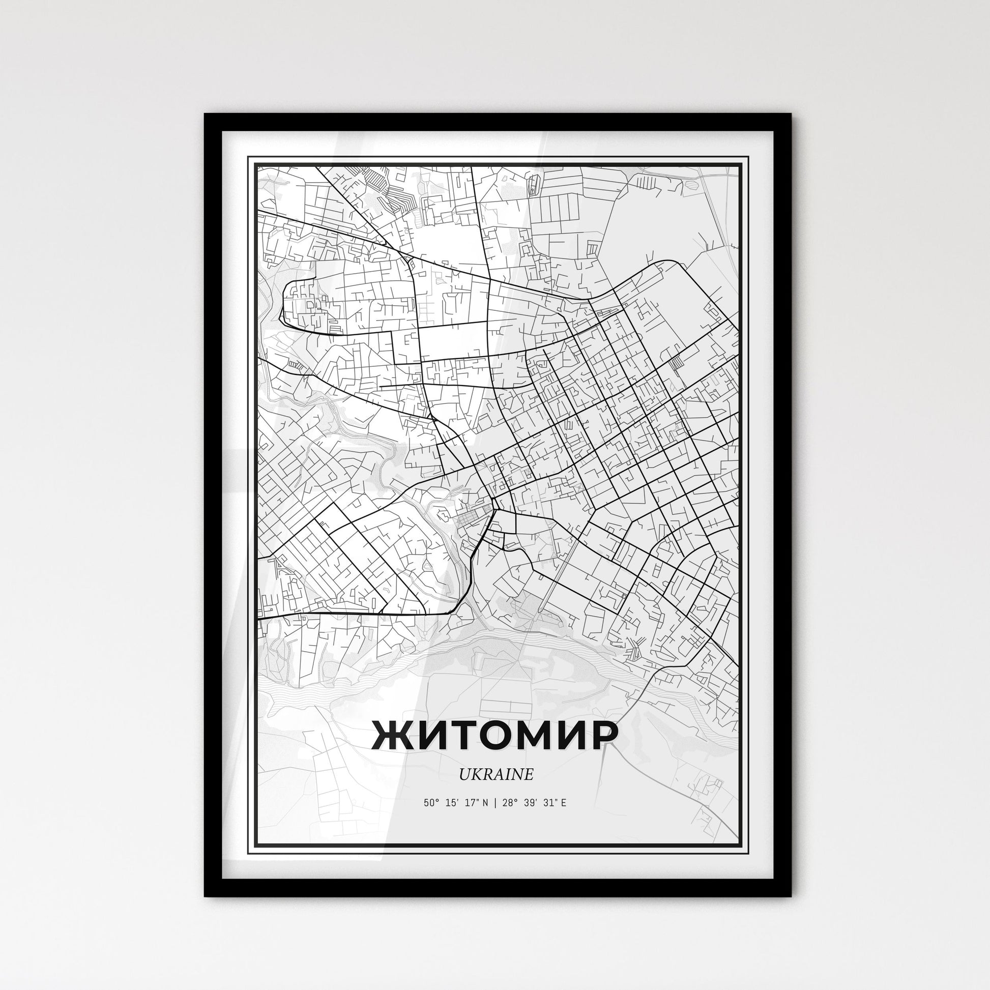 Zhytomyr Ukraine - Scandinavian Style City Map for Modern Home Decor