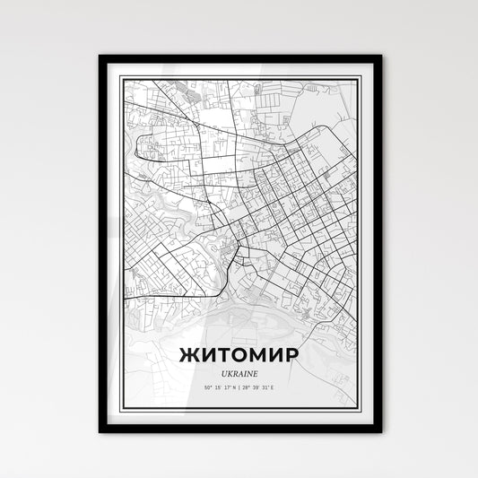 Zhytomyr Ukraine - Scandinavian Style City Map for Modern Home Decor