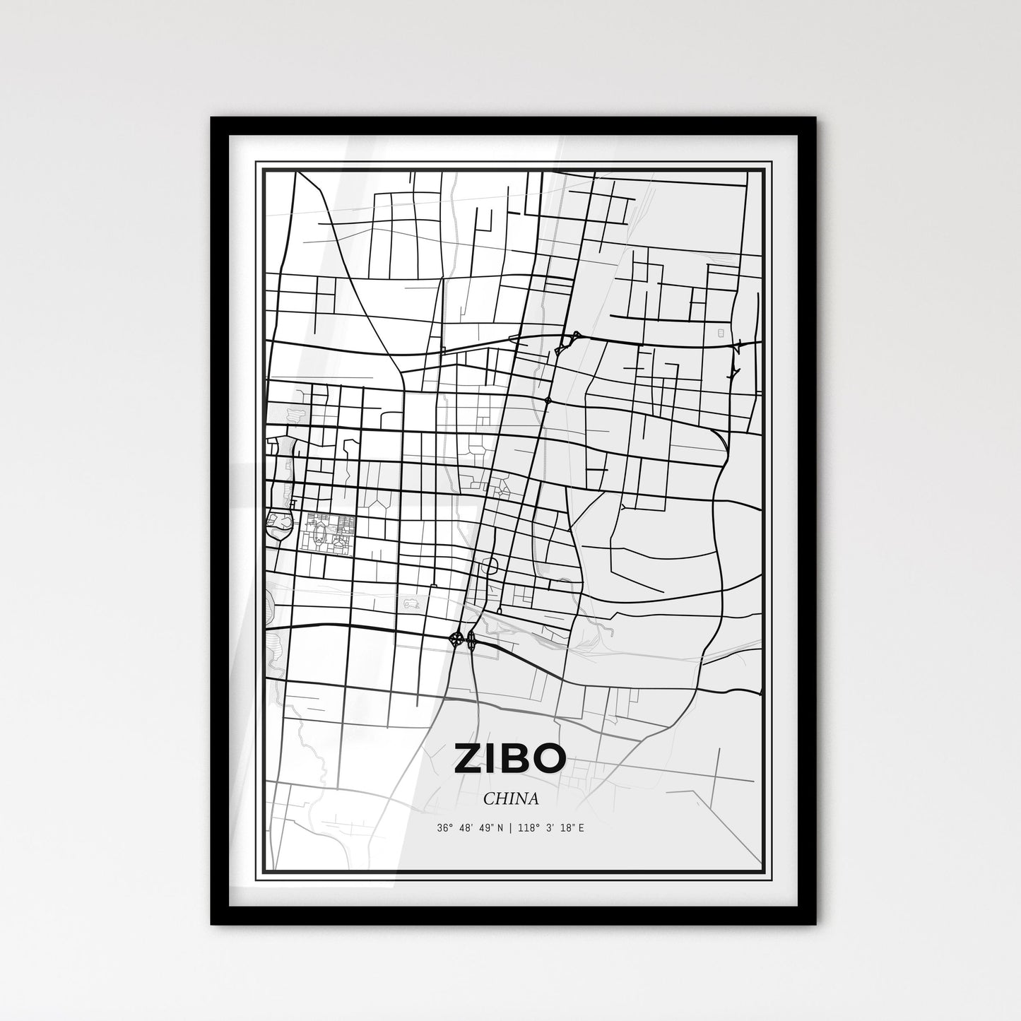 Zibo China - Scandinavian Style City Map for Modern Home Decor