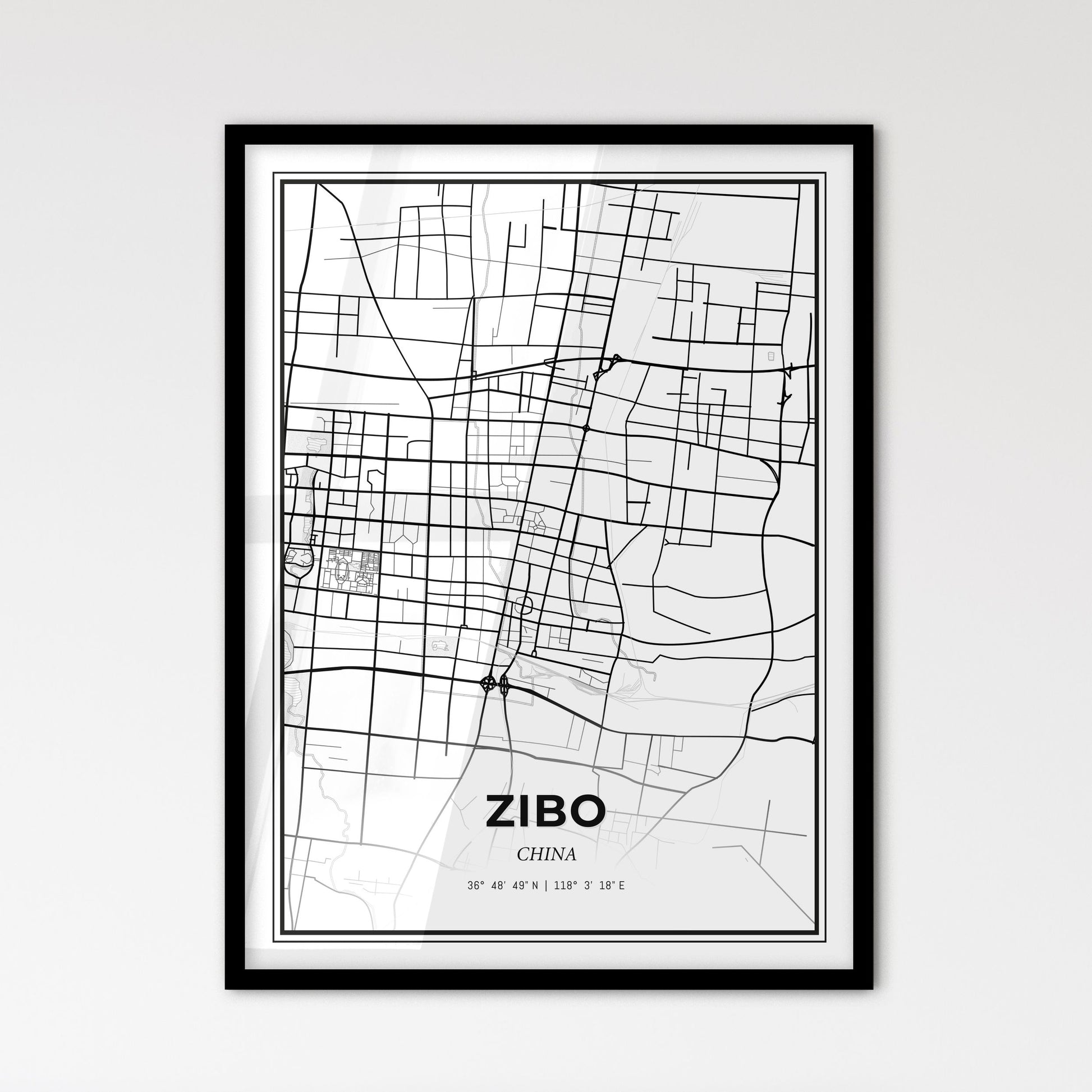 Zibo China - Scandinavian Style City Map for Modern Home Decor