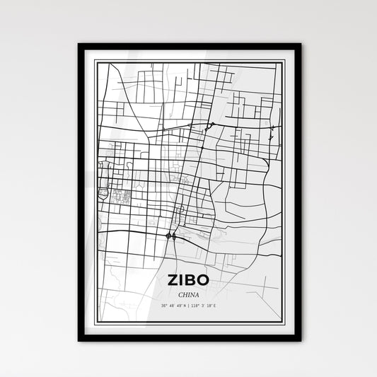 Zibo China - Scandinavian Style City Map for Modern Home Decor