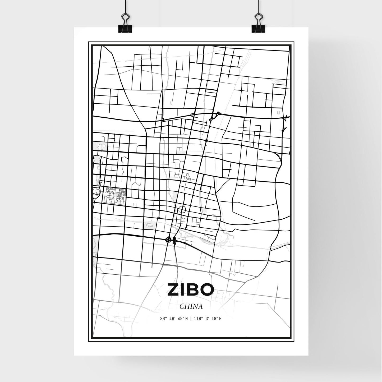 Zibo China - Premium City Map Poster