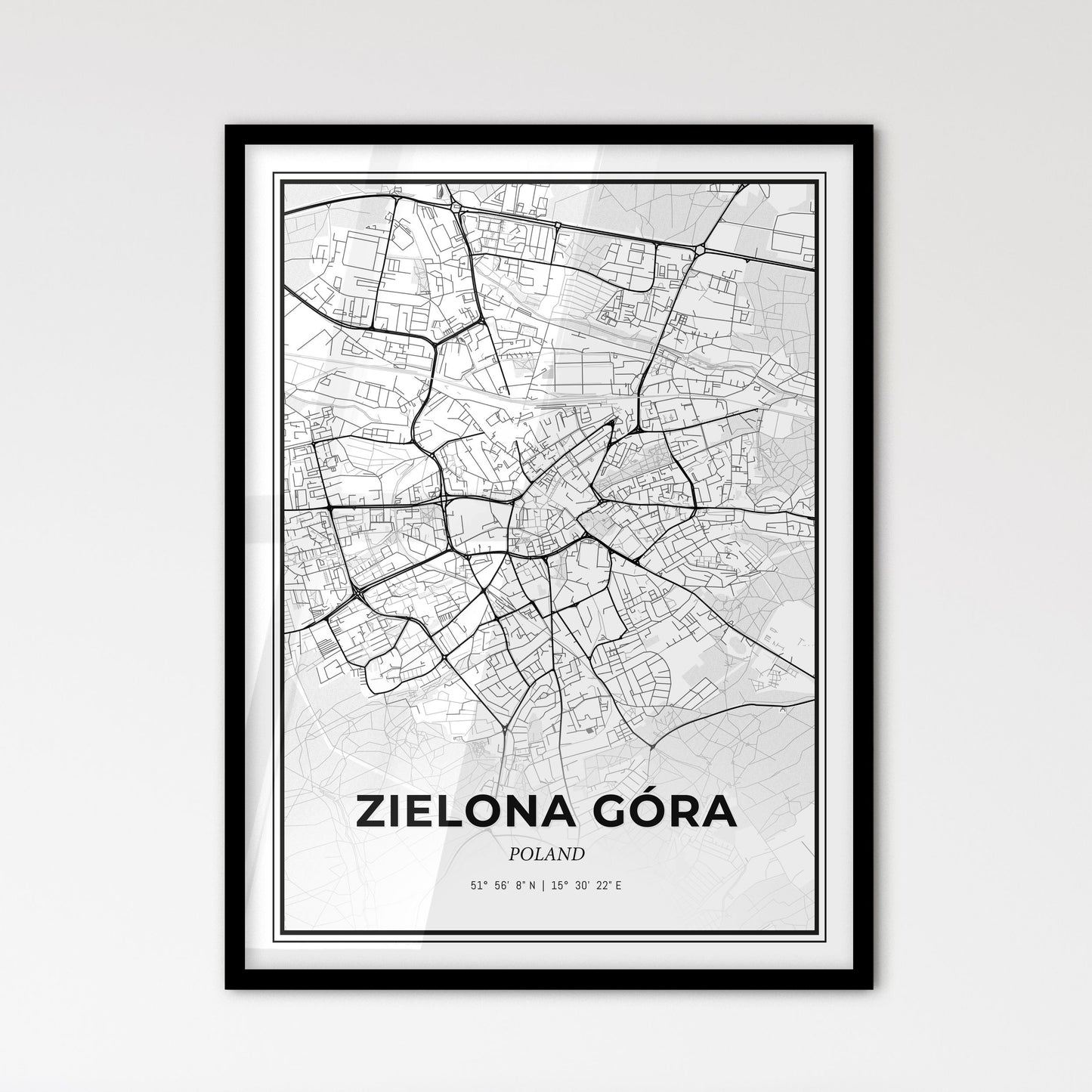 Zielona Góra Poland - Scandinavian Style City Map for Modern Home Decor