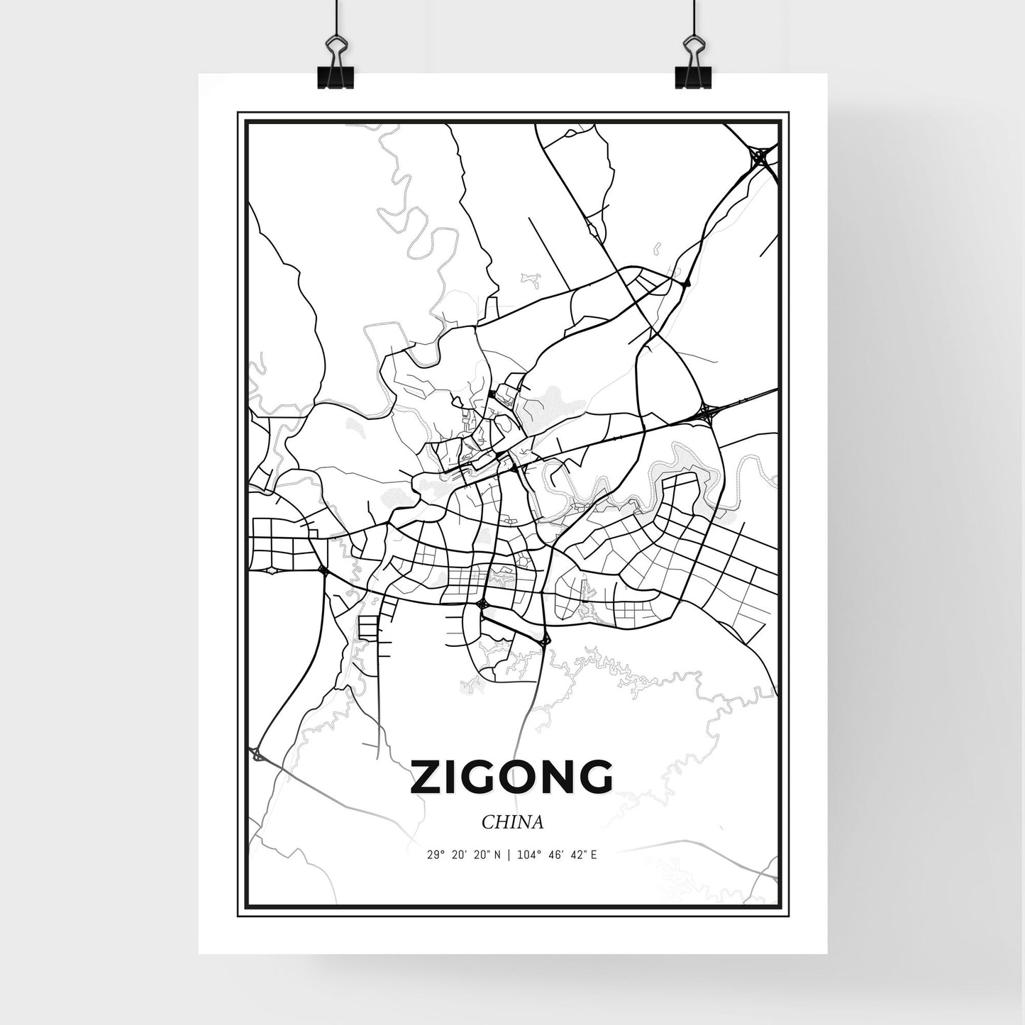 Zigong China - Premium City Map Poster