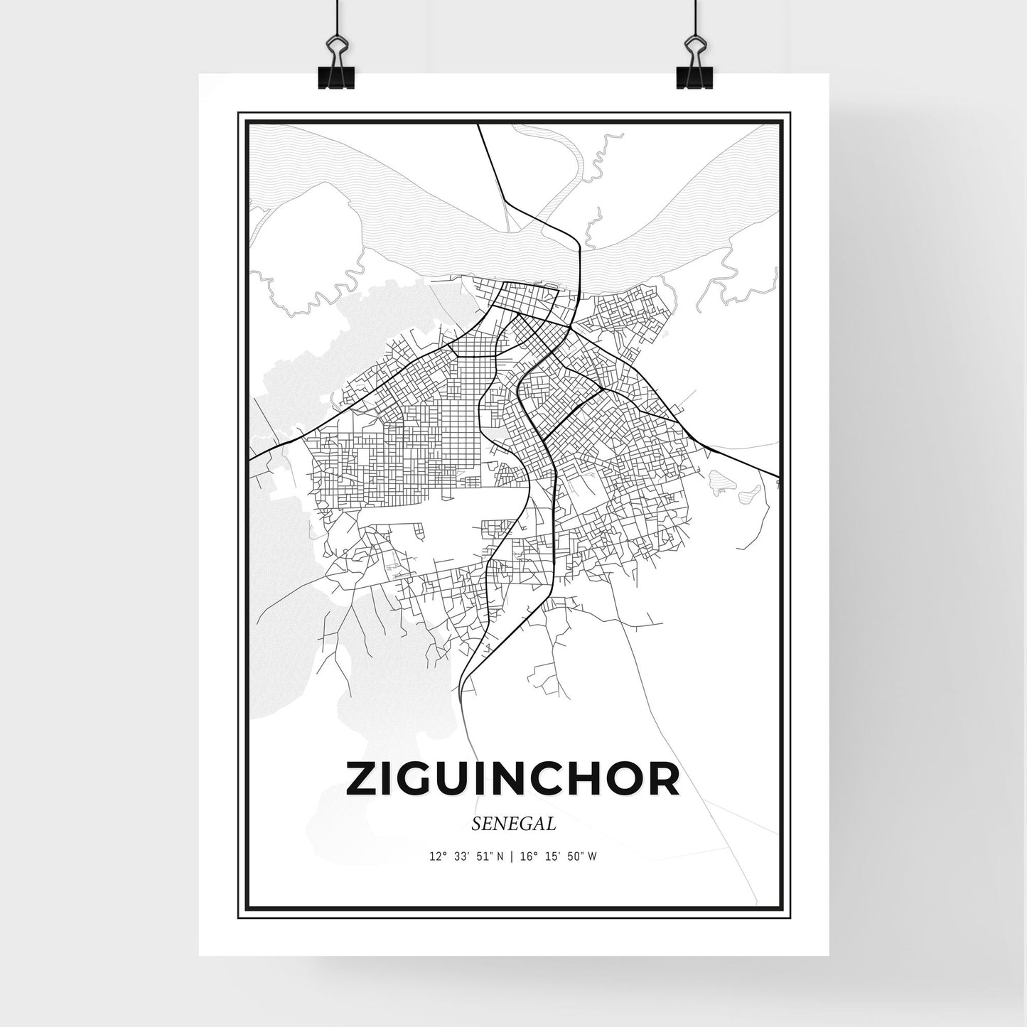 Ziguinchor Senegal - Premium City Map Poster